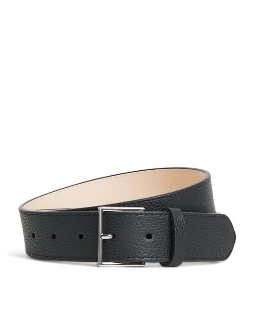 Paul Smith Black Leather Signature Stripe Edge Belt