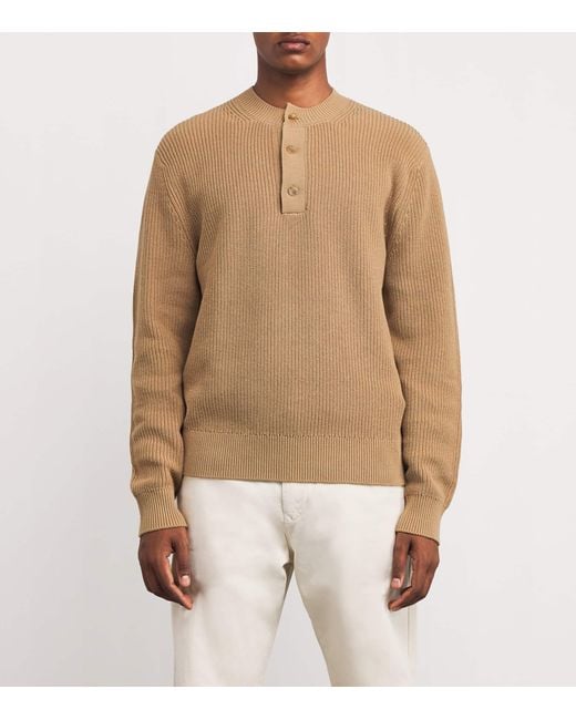 7 For All Mankind Brown Cotton Henley Sweatshirt for men