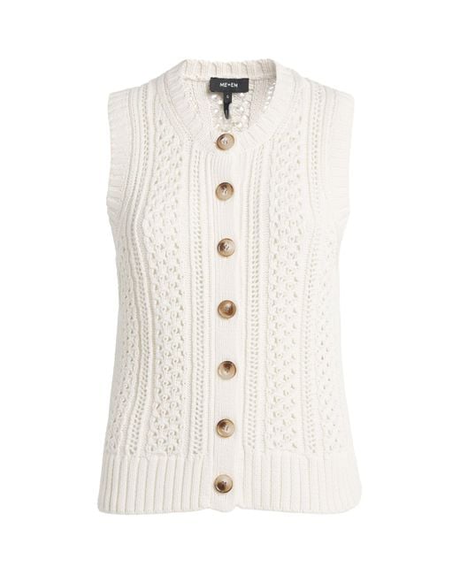ME+EM White Cotton Open-Stitch Vest
