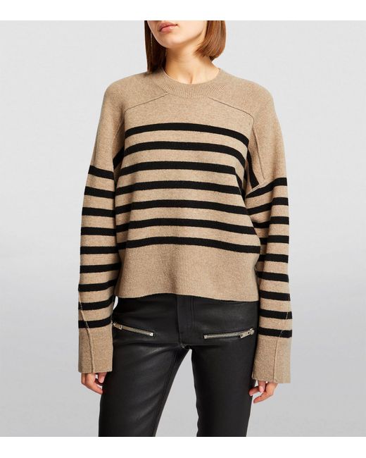 Rag & Bone White Wool-blend Striped Bridget Sweater