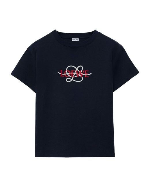 Loewe Blue Embroidered Logo T-Shirt