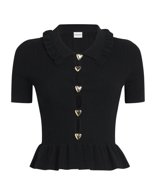 Claudie Pierlot Black Knitted Ribbed Peplum Sweater