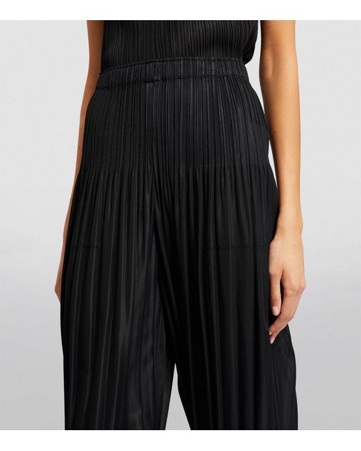 Pleats Please Issey Miyake Black Fluffy Basics Tapered Trousers