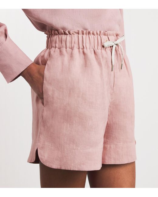 Eleventy Pink Linen Drawstring Shorts