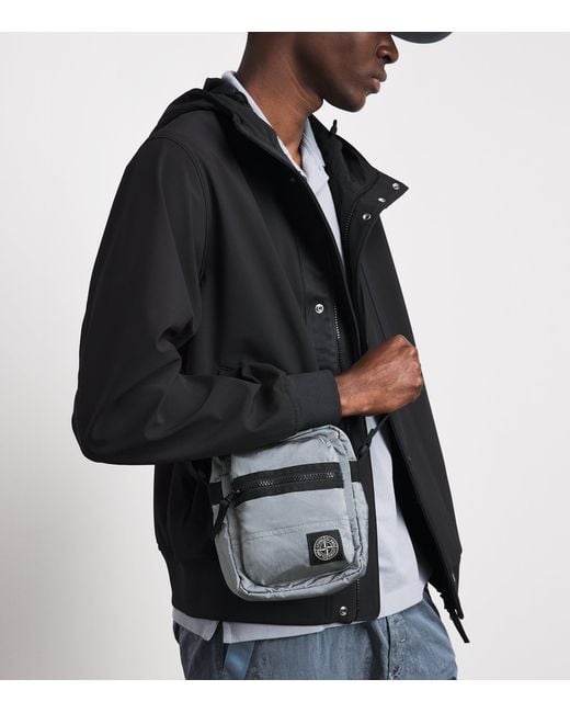 Stone Island Black Coated-Nylon Logo Cross-Body Bag for men