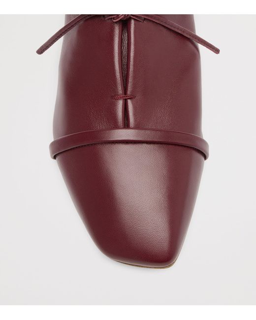 Malone Souliers Red Nappa Leather Lace-Up Jean Flats