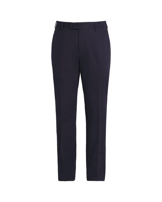 Brioni Blue Cotton-Blend Pienza Straight Trousers for men