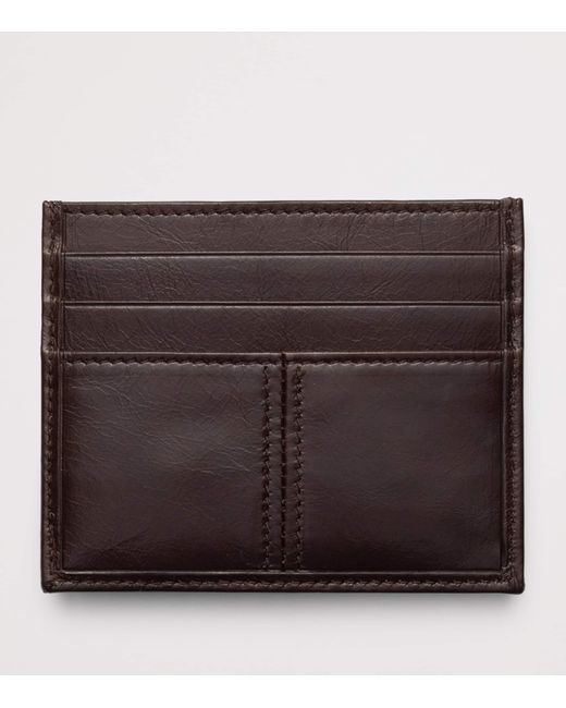 Prada Brown Leather Triangle Card Holder for men