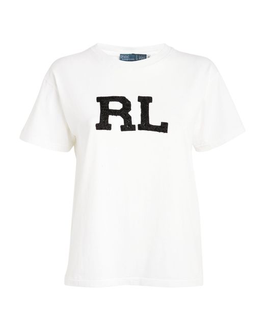 Polo Ralph Lauren White Embellished Logo T-shirt