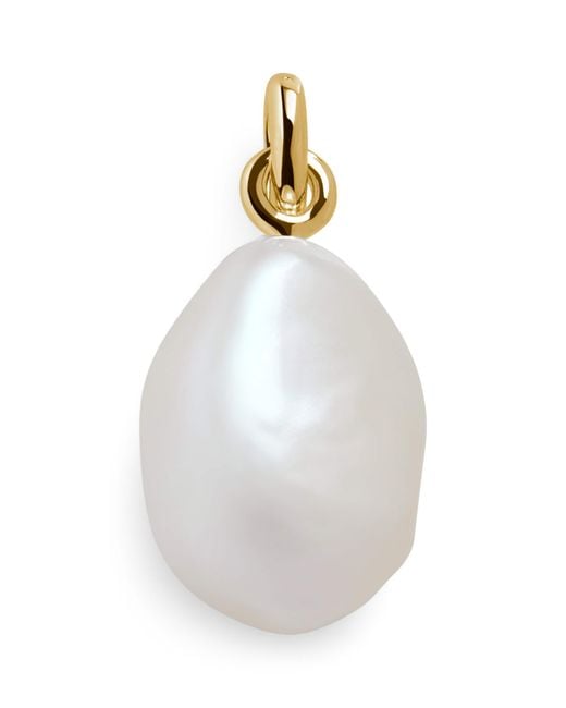 Monica Vinader White Vermeil And Baroque Pearl Pendant