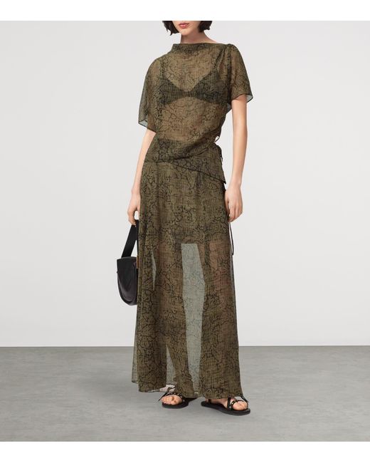 AllSaints Green Sali Maxi Skirt