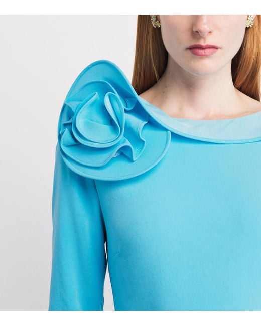 Roland Mouret Blue Flower Appliqué Gown