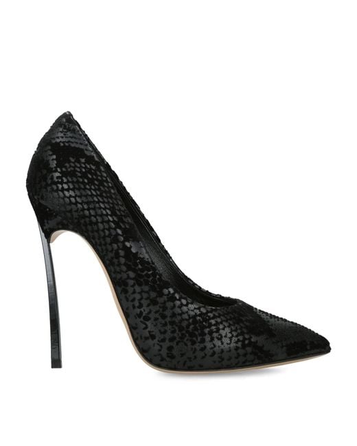 Casadei Black Snake-Effect Blade Kitana Heels 120