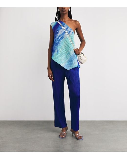 Pleats Please Issey Miyake Blue Sea Bubble One-Shoulder Top