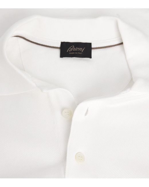 Brioni White Piqué Cotton Polo Shirt for men
