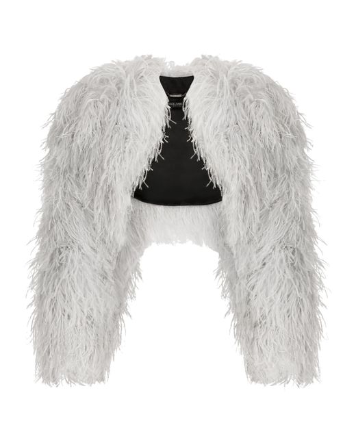 Dolce & Gabbana White Kim Dolce&Gabbana Ostrich Feather Bolero Jacket