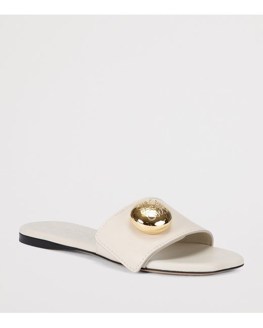Loewe White Leather Pebble Sandals