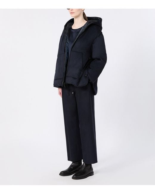 Max Mara Blue Wool-Blend Drawstring Trousers