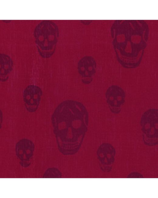 McQueen Red Silk Skull Scarf