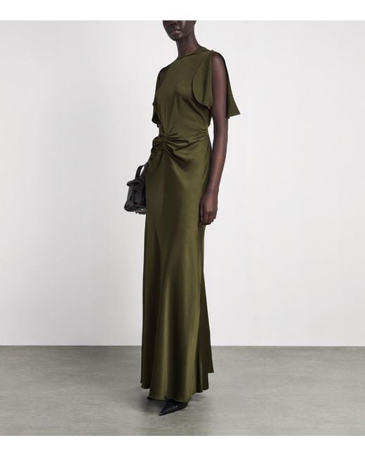 Victoria Beckham Green Satin Isabella Gown