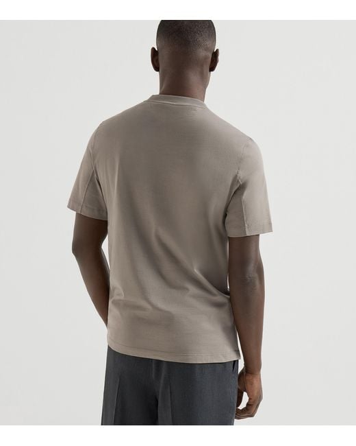 Brunello Cucinelli Gray Cotton Logo T-Shirt for men