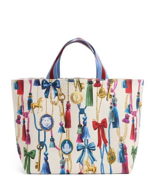 Harrods Blue Small Tassel Tote Bag
