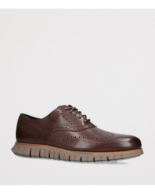 Cole Haan Brown Leather Zerøgrand Remastered Wingtip Oxford Shoes for men