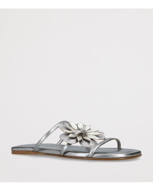 Zimmermann White Metallic Leather Belara Slides