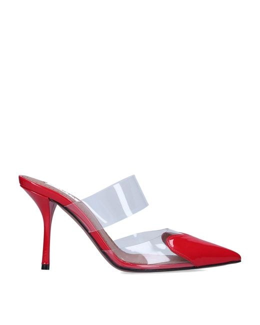 Alaïa Red Patent Leather Heart Mules 90