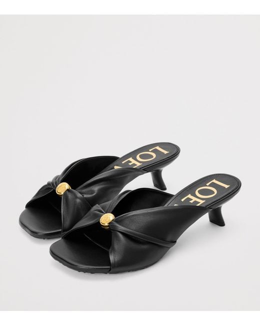 Loewe Black X Paula's Ibiza Leather Pebble Heeled Mules 45