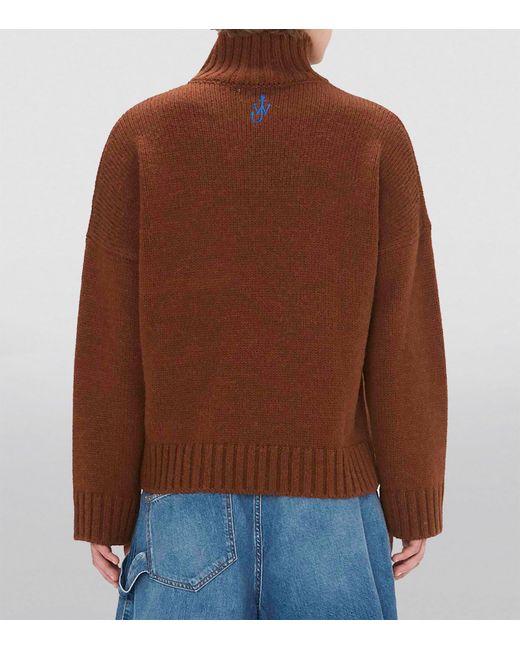 J.W. Anderson Brown Oversized Pocket-detail Rollneck Sweater for men