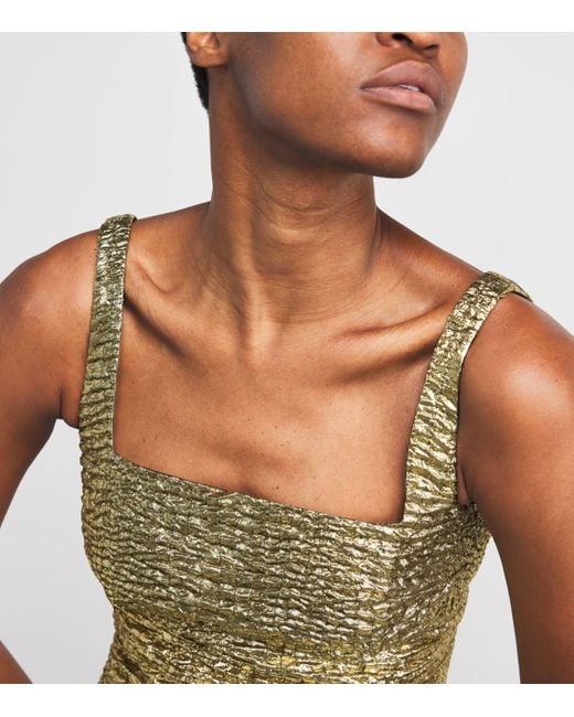 Emilia Wickstead Green Metallic Seersucker Micheline Gown