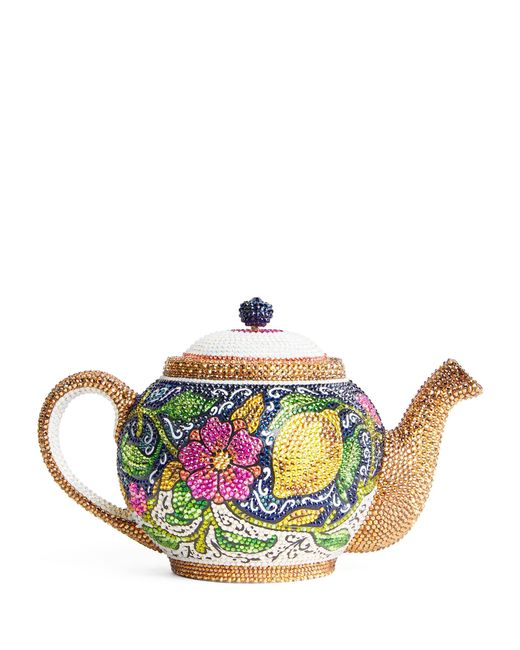 Judith Leiber White Embellished Teapot Clutch Bag