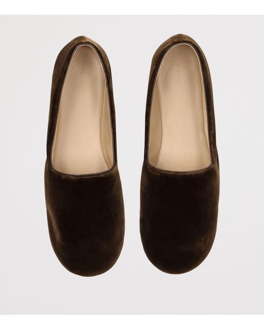 The Row Brown Ponti Velvet Slippers