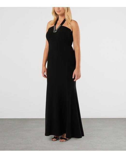Marina Rinaldi Black Embellished Halterneck Maxi Dress And Cape