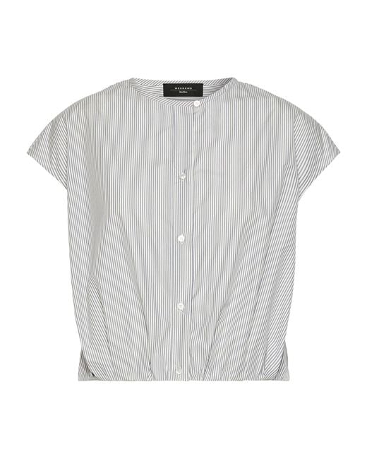 Weekend by Maxmara White Collarless Stripe Shirt