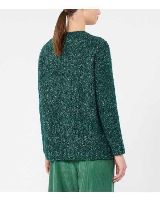 Weekend by Maxmara Green Alpaca-Cotton-Wool-Blend Sweater