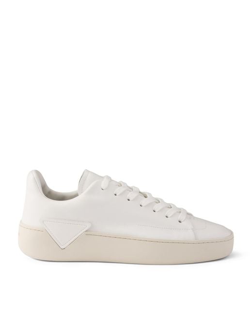 Prada White Leather Court Sneakers