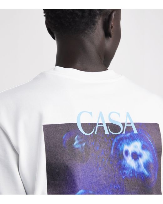 Casablanca White Organic Cotton Meduse Sportive T-Shirt for men