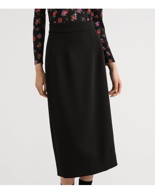Dolce & Gabbana Black Stretch-Virgin Wool Midi Pencil Skirt