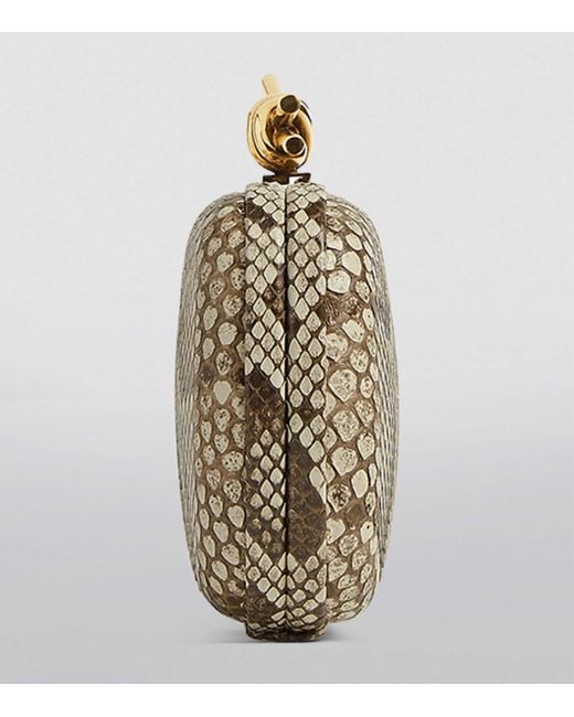 Bottega Veneta Metallic Snakeskin Knot Clutch Bag