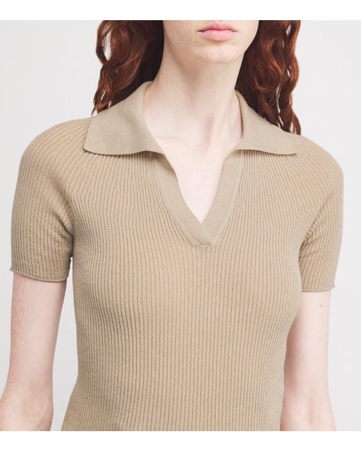 Eleventy Natural Cotton-Blend Polo Sweater