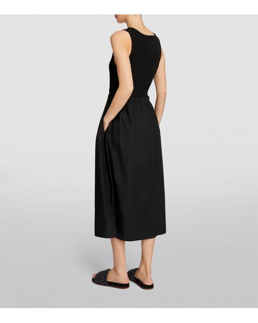 Moncler Black Cotton-blend Midi Dress