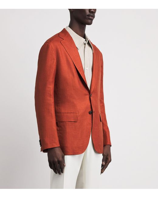 Brioni Red Silk-Cashmere-Linen Blazer for men