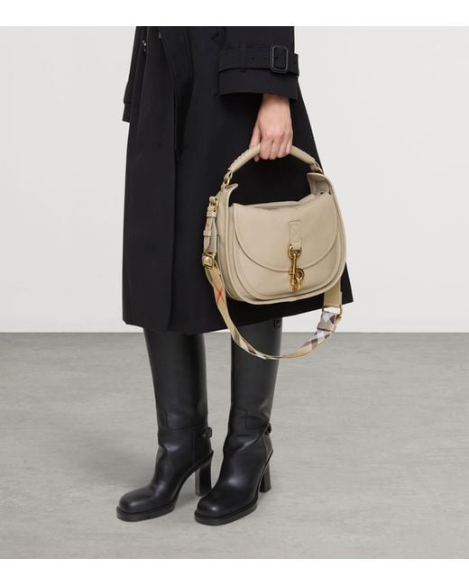 Burberry Metallic Small Calf Leather B Clip Messenger Bag