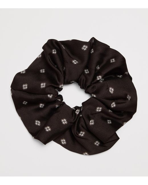 Sandro Black Satin Scarf Print Scrunchie
