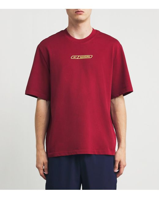 Manors Red X Reebok Cotton Logo T-Shirt for men