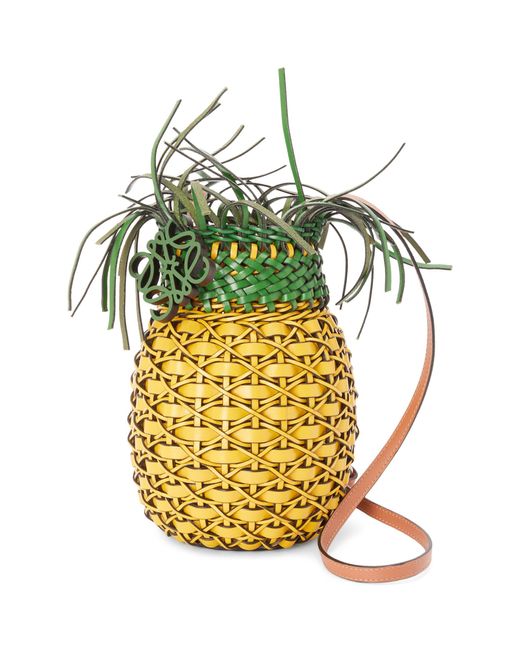 Loewe Yellow + Paula's Ibiza Leather Pineapple Bucket Bag