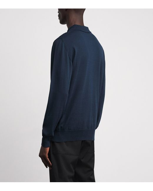 Eton of Sweden Blue Chevron-Jacquard Polo Sweater for men