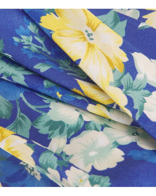 Claudie Pierlot Blue Satin Floral Maxi Dress